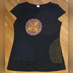 Vintage Mandala Geometric Print Sheer Top